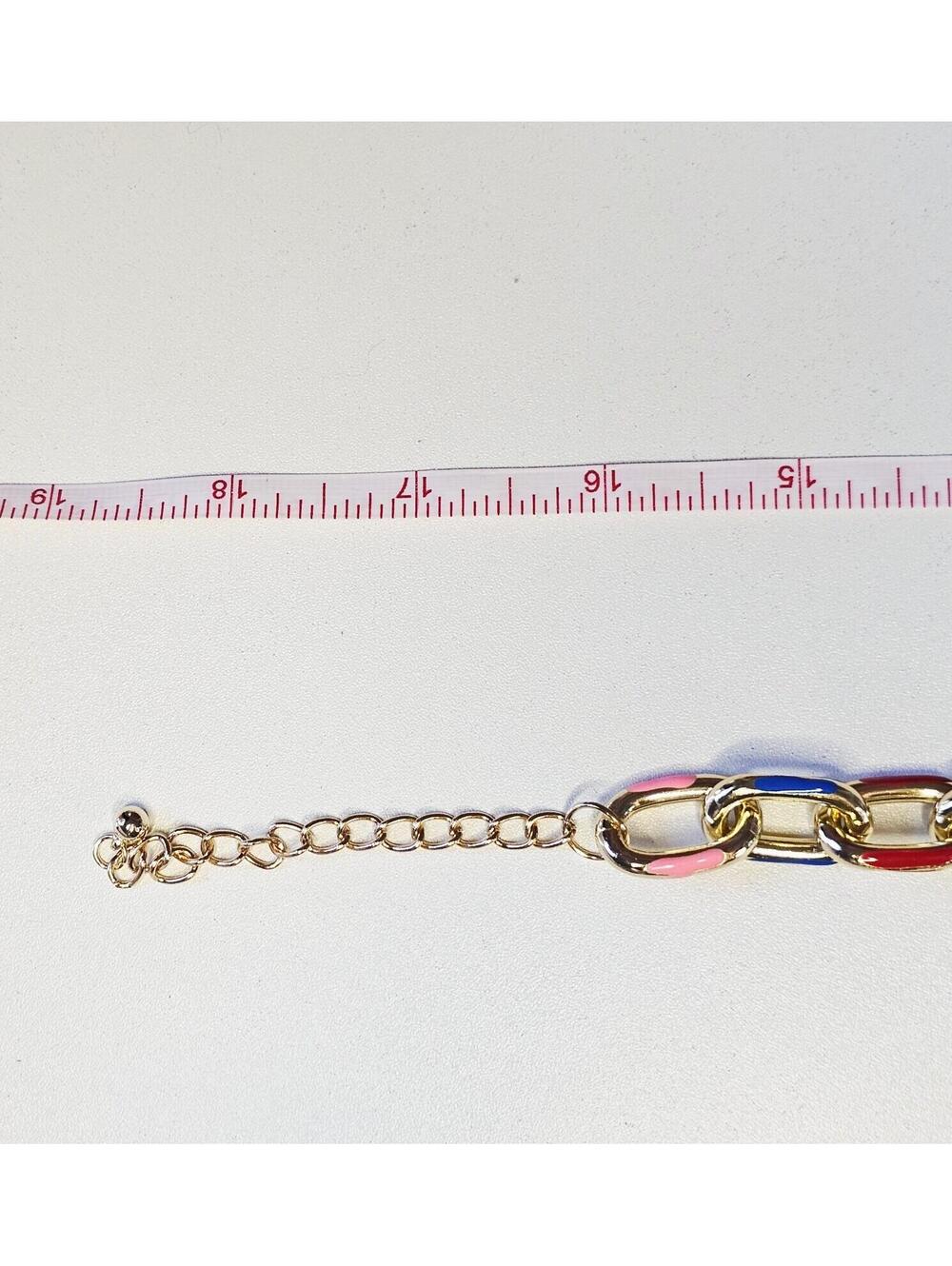 Gold-plated Multicolor Enamel Necklace And Bracelet Set Adjustable Lightweight - Picture 6 of 6